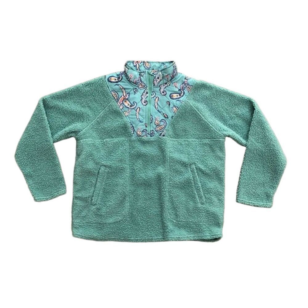 Vera Bradley Beryl Green Teddy Fleece Pullover Sz S